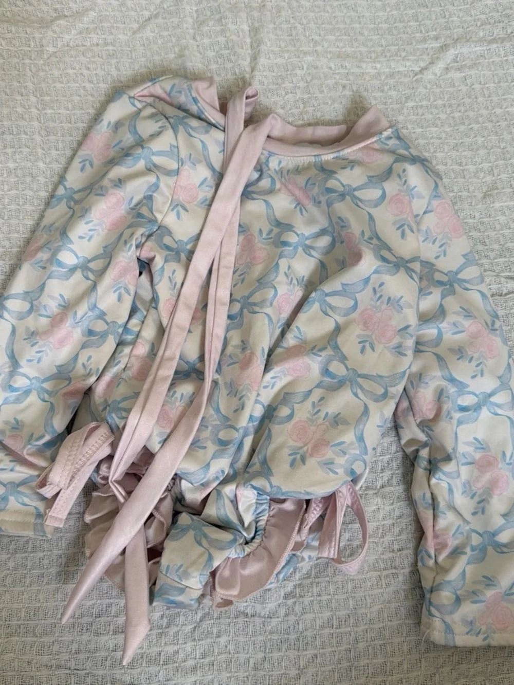 Kids One-Piece Swimsuit in Light Pink & Blue Floral